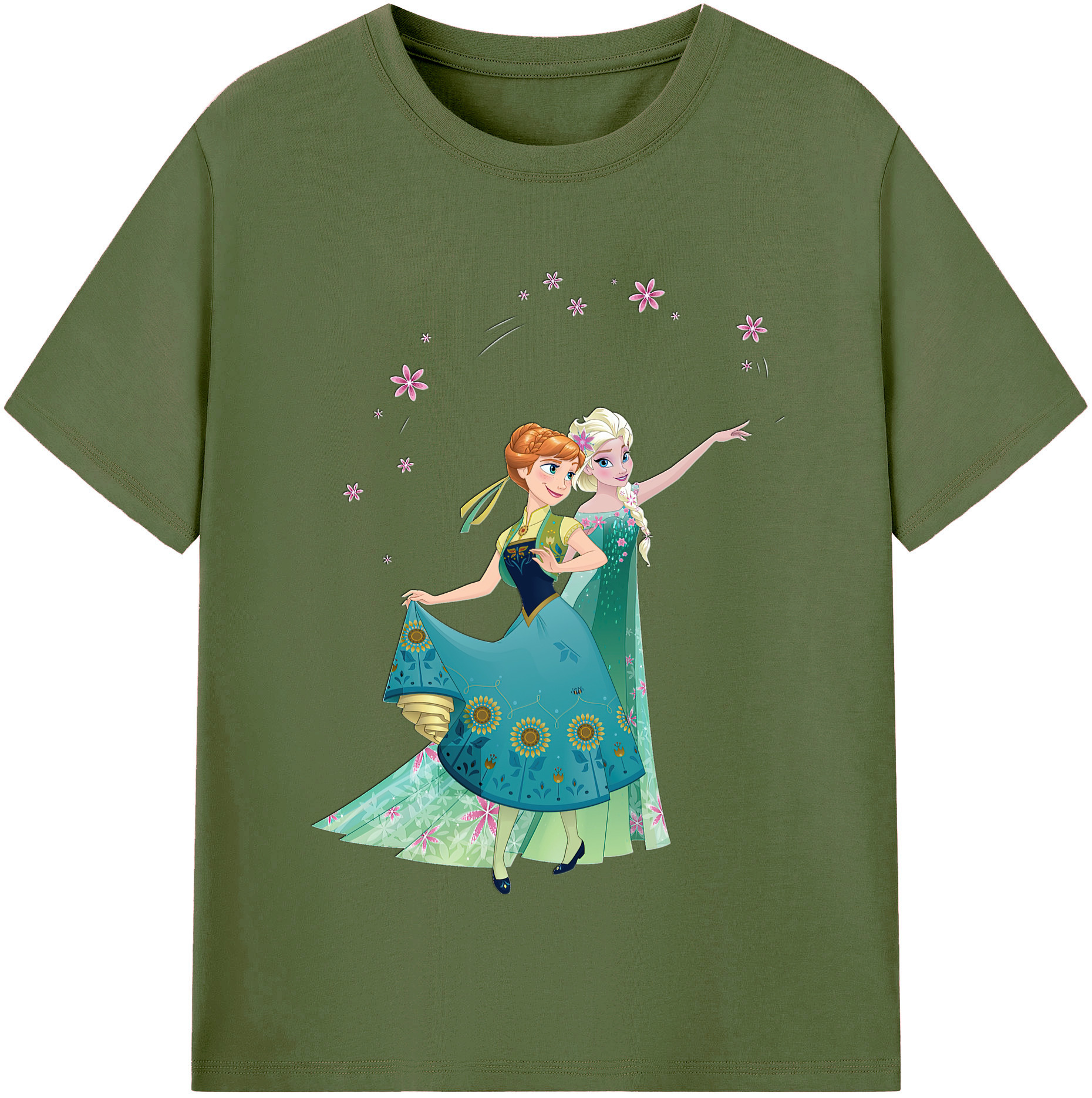 （画像用） アナと雪の女王 アンナ エルサ Frozen Anna Elsa 綿100％半袖Tシャツ（フロントプリント）